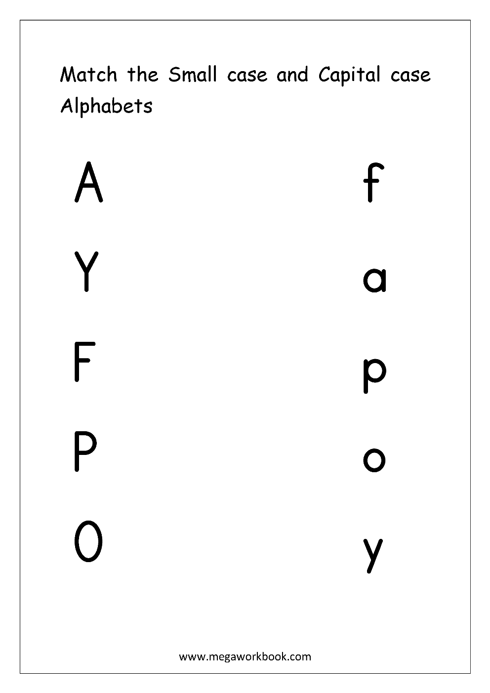 Free English Worksheets - Alphabet Matching - MegaWorkbook