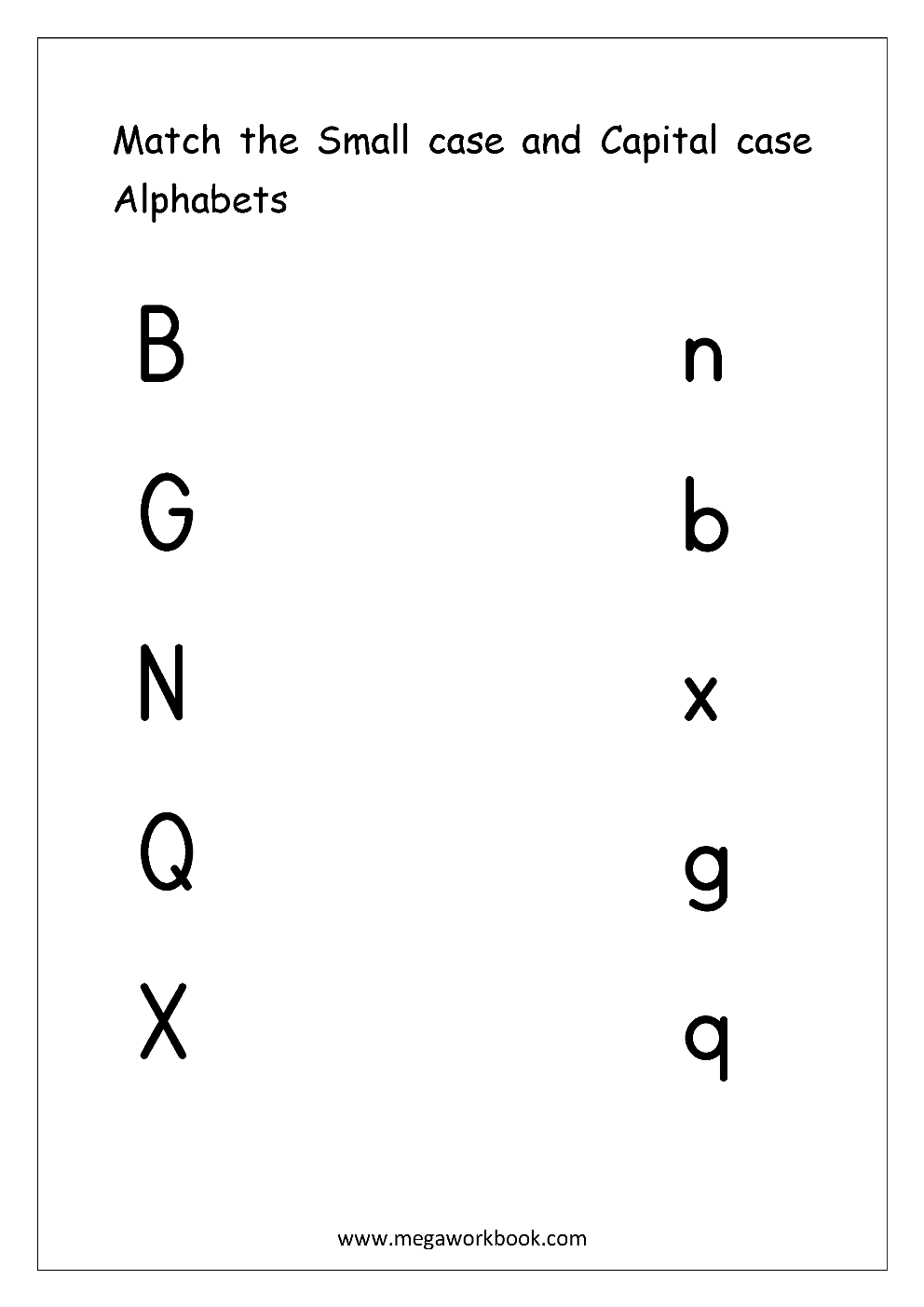 Free English Worksheets - Alphabet Matching - MegaWorkbook