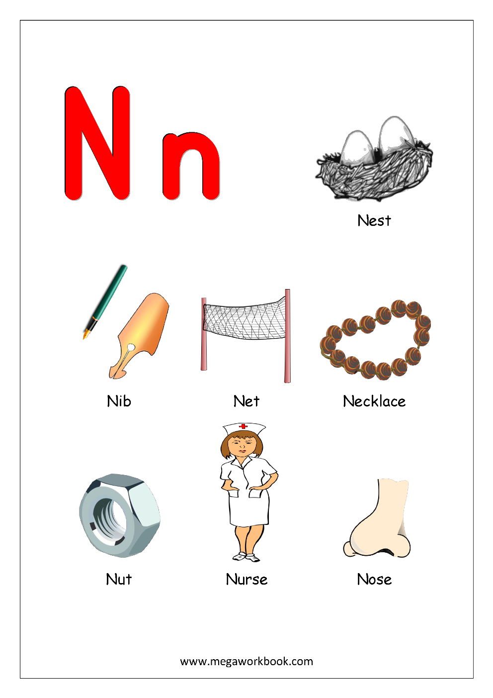 Objects Starting With Alphabet N Alphabet Worksheets Preschool