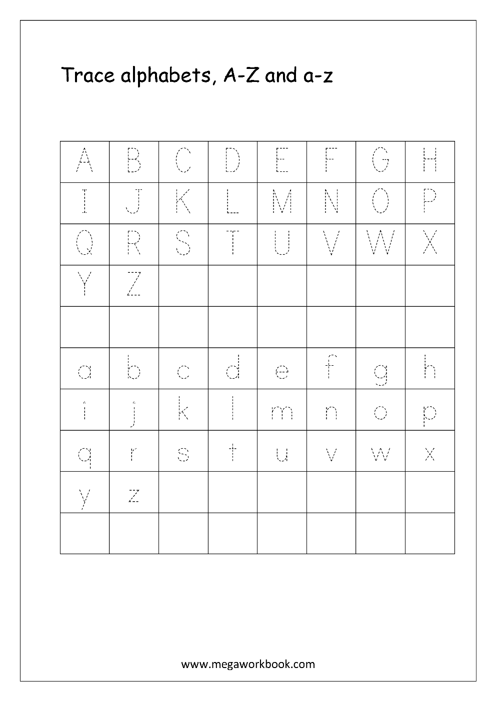 Free English Worksheets - Alphabet Tracing (Small Letters  worksheets for teachers, printable worksheets, multiplication, free worksheets, and math worksheets Tracing Letters A Z Worksheet 1403 x 992