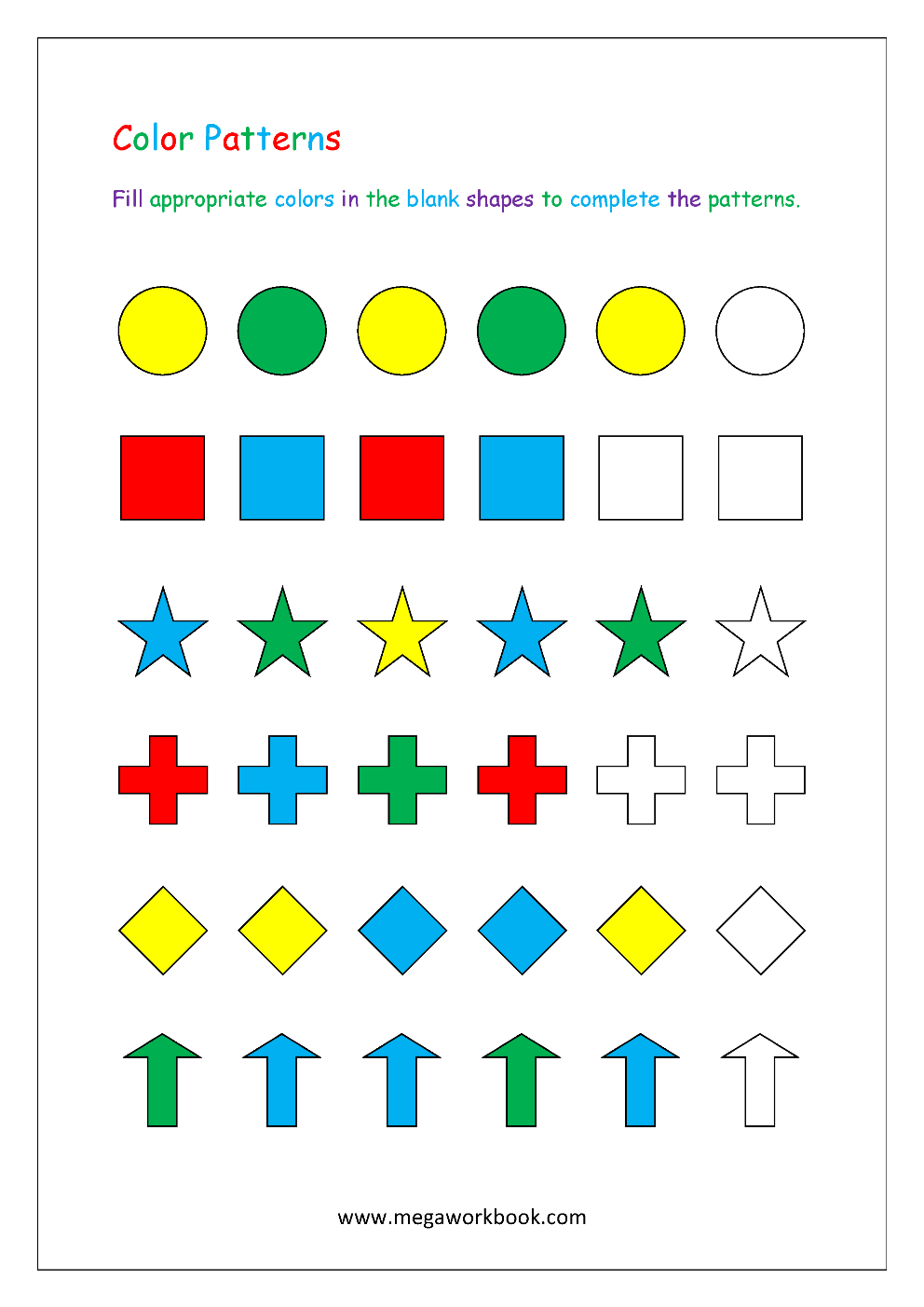Pattern Worksheets For Kindergarten - Color Patterns - Growing Patterns
