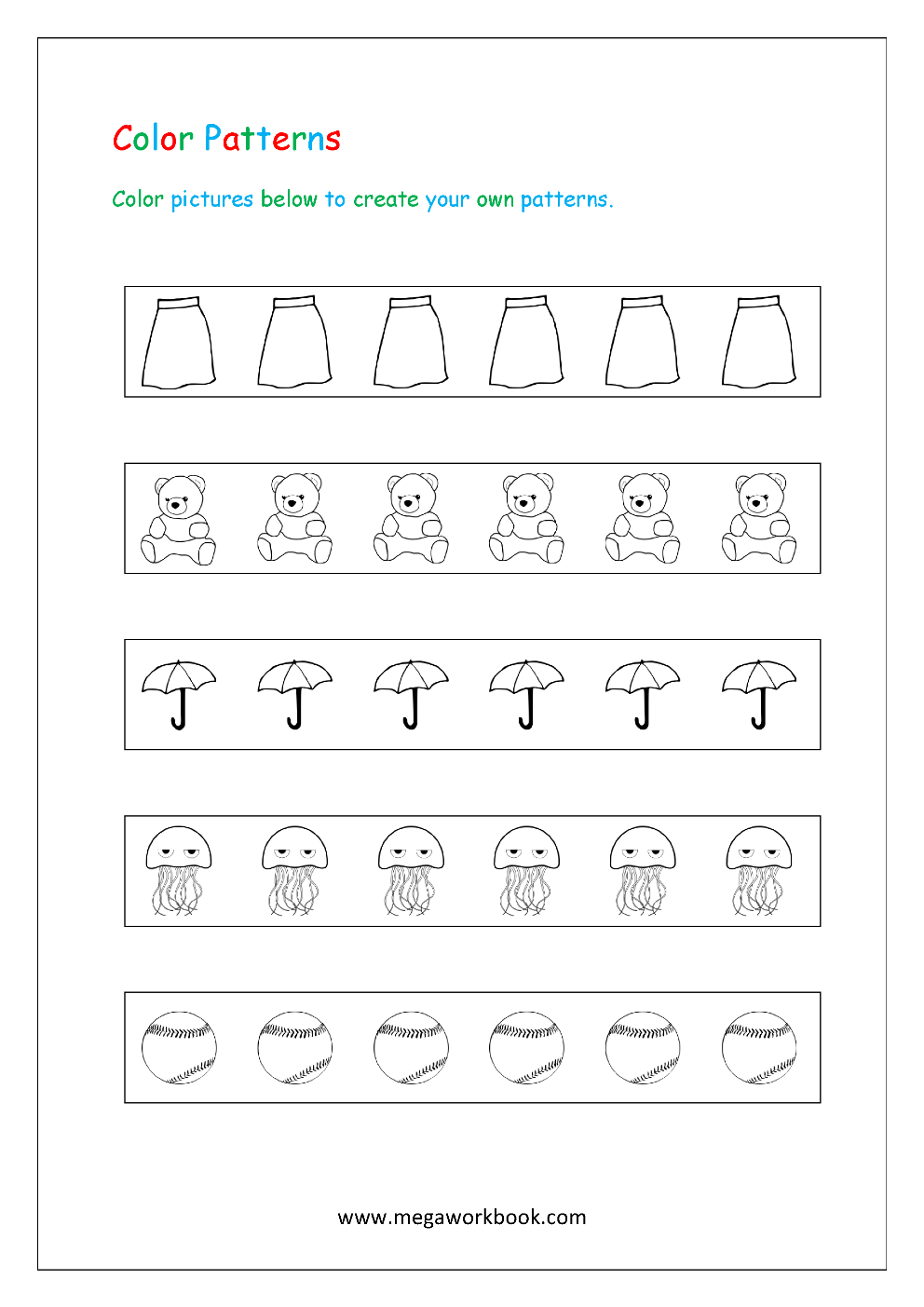 Pattern Worksheets For Kindergarten Color Patterns Growing Patterns