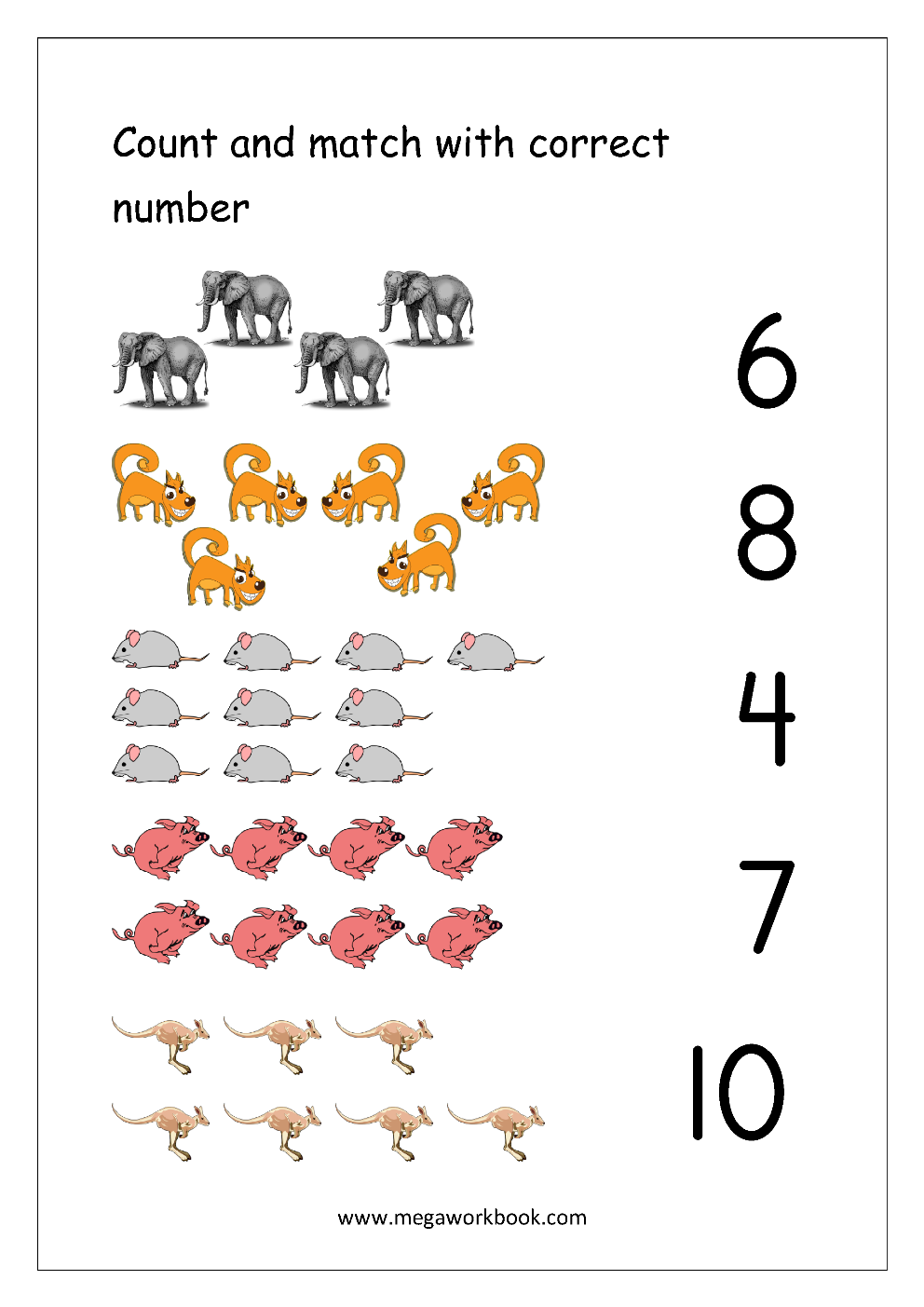 Free Printable Number Matching Worksheets For Kindergarten And Preschool Count And Match 1 10 
