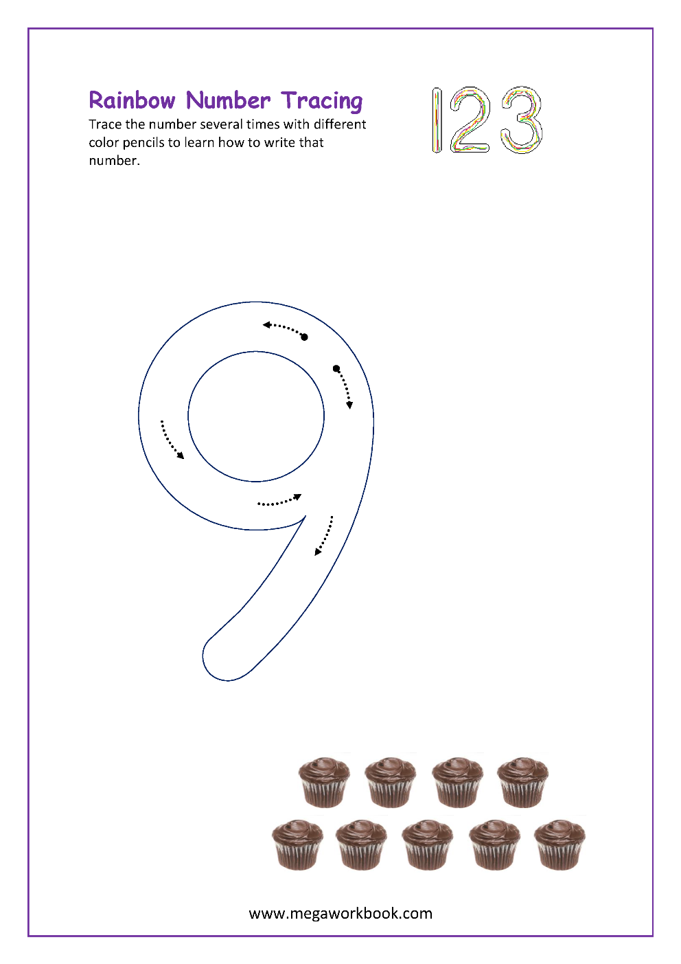 Free Printable Rainbow Number Writing 1 10 Worksheets Number
