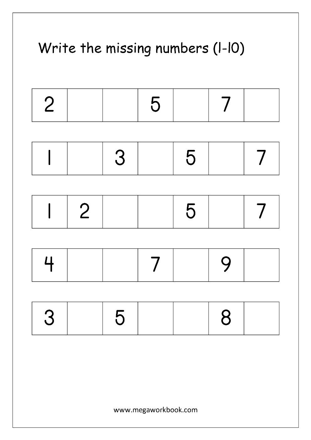 Ordering Numbers Worksheets Missing Numbers What Comes Before And