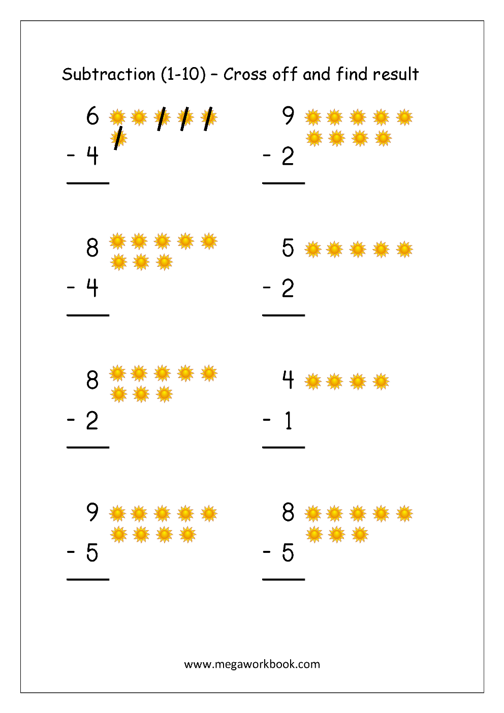 subtraction-within-10-worksheets