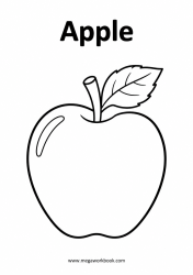 Apple fruit coloring page with a leaf