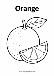 Orange with cut slice fruit coloring page
