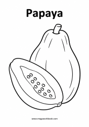 Papaya with cut papaya fruit coloring page