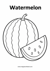 Watermelon with cut slice fruit coloring page