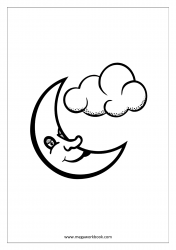 Coloring Sheet - Moon In Clouds