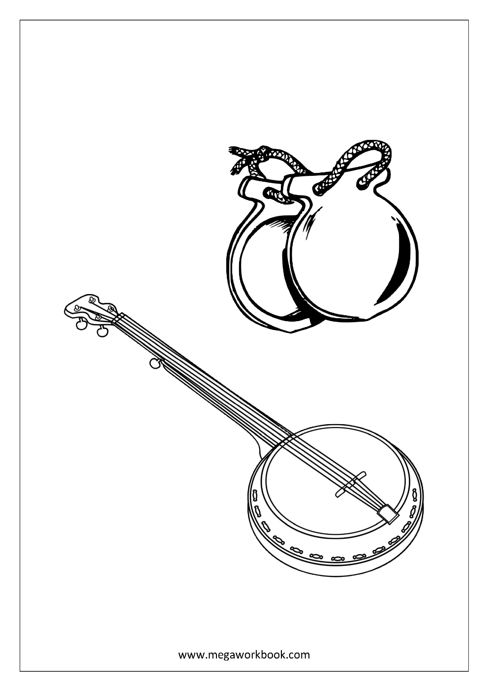Free Coloring Sheets - Musical Instruments - MegaWorkbook