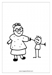 Coloring Sheet - Mother And Kid