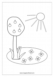 Coloring_Sheet_Fruit_Tree_And_Sun
