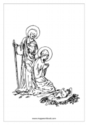 Christmas Coloring Pages - Christmas Coloring Sheets - Mother Mary - Jesus Birth