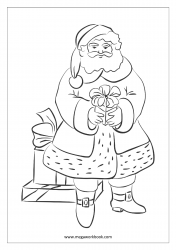 Christmas Coloring Pages - Free Printable Christmas Coloring Sheet- Santa Claus With Gifts