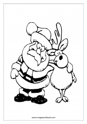 Christmas Coloring Pages - Free Printable Christmas Coloring Sheet- Santa Claus With Reindeer