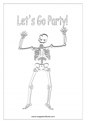 Free Printable Halloween Coloring Pages-Halloween Coloring Sheets-Halloween Pictures to Color-Skeleton