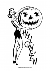 Coloring_Sheets_Halloween_Girl_With_Pumpkin