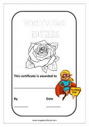 Mother's Day Coloring Pages - Best Mom Certificate - World's Best Mother Award