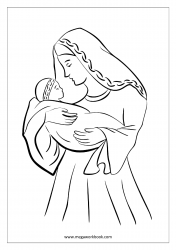 Mother's Day Coloring Pages - Mother Mary With Baby Jesus