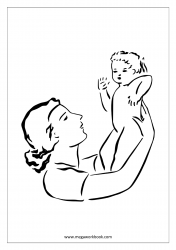 Mother's Day Coloring Pages - Mother With Baby