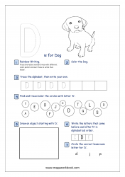 Alphabet Recognition Activity Worksheet - Capital Letter -  D For Dog