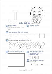 Alphabet Recognition Activity Worksheet - Capital Letter -  J For Jellyfish
