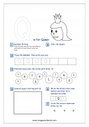 Alphabet Recognition Activity Worksheet - Capital Letter -  Q For Queen