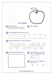 Lowercase Alphabet Recognition Activity Worksheet - Small Letter - a for apple