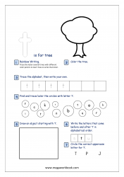 Lowercase Alphabet Recognition Activity Worksheet - Small Letter - t for tree