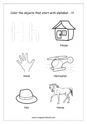 Things That Start With H - Alphabet Pictures Coloring Pages