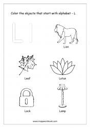 Things That Start With L - Alphabet Pictures Coloring Pages
