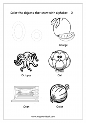 Things That Start With O - Alphabet Pictures Coloring Pages
