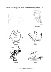 Things That Start With P - Alphabet Pictures Coloring Pages