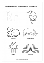Things That Start With R - Alphabet Pictures Coloring Pages