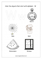 Things That Start With W - Alphabet Pictures Coloring Pages