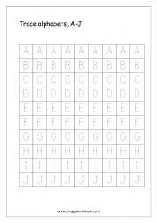 Capital Letter A to J - Alphabet Tracing - Letter Tracing Worksheets