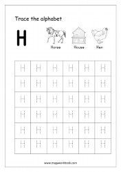 Tracing Letters - Printable Tracing Letters - Letter Tracing Worksheet - Capital Letter H