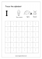 Tracing Letters - I - Alphabet Tracing Worksheets - Letter Tracing Worksheets