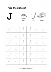Tracing Letters - Printable Tracing Letters - Letter Tracing Worksheet - Capital Letter J