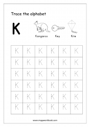 Capital Letter K - Alphabet Tracing - Letter Tracing Worksheets