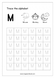 Tracing Letters - M - Alphabet Tracing Worksheets - Letter Tracing Worksheets