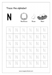 Tracing Letters - Printable Tracing Letters - Letter Tracing Worksheet - Capital Letter N