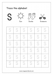 Tracing Letters - Printable Tracing Letters - Letter Tracing Worksheet - Capital Letter S