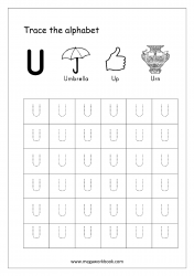 Tracing Letters - Printable Tracing Letters - Letter Tracing Worksheet - Capital Letter U