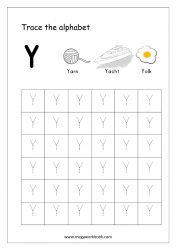 Tracing Letters - Y - Alphabet Tracing Worksheets - Letter Tracing Worksheets