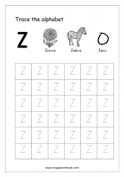 Tracing Letters - Z - Alphabet Tracing Worksheets - Letter Tracing Worksheets