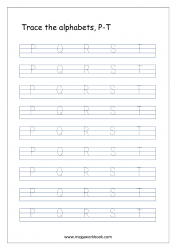 Tracing Letters - Printable Tracing Letters - Letter Tracing Worksheet - Capital Letters P to T