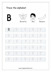Tracing Letters - Printable Tracing Letters - Letter Tracing Worksheet - Capital Letter B